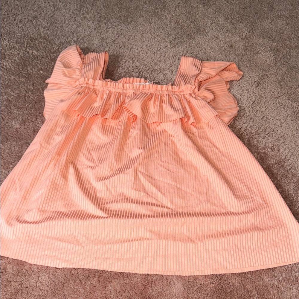 Peek Coral Ruffled Top